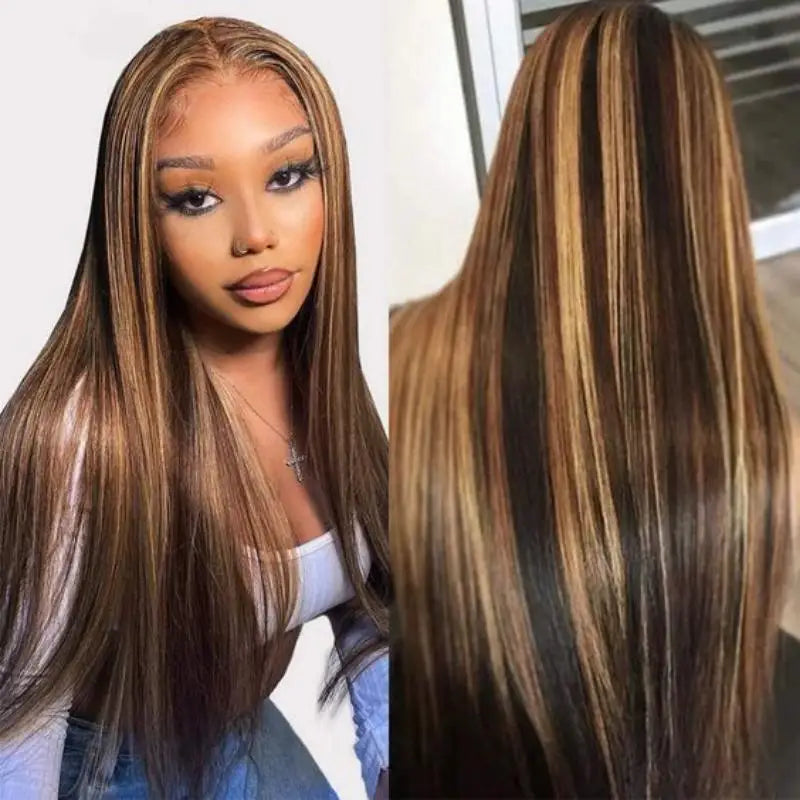Full brazilian hd lace frontal human hair wig 13x6 for women choice Highlight colored bone straight cheap wigs on sale clearance