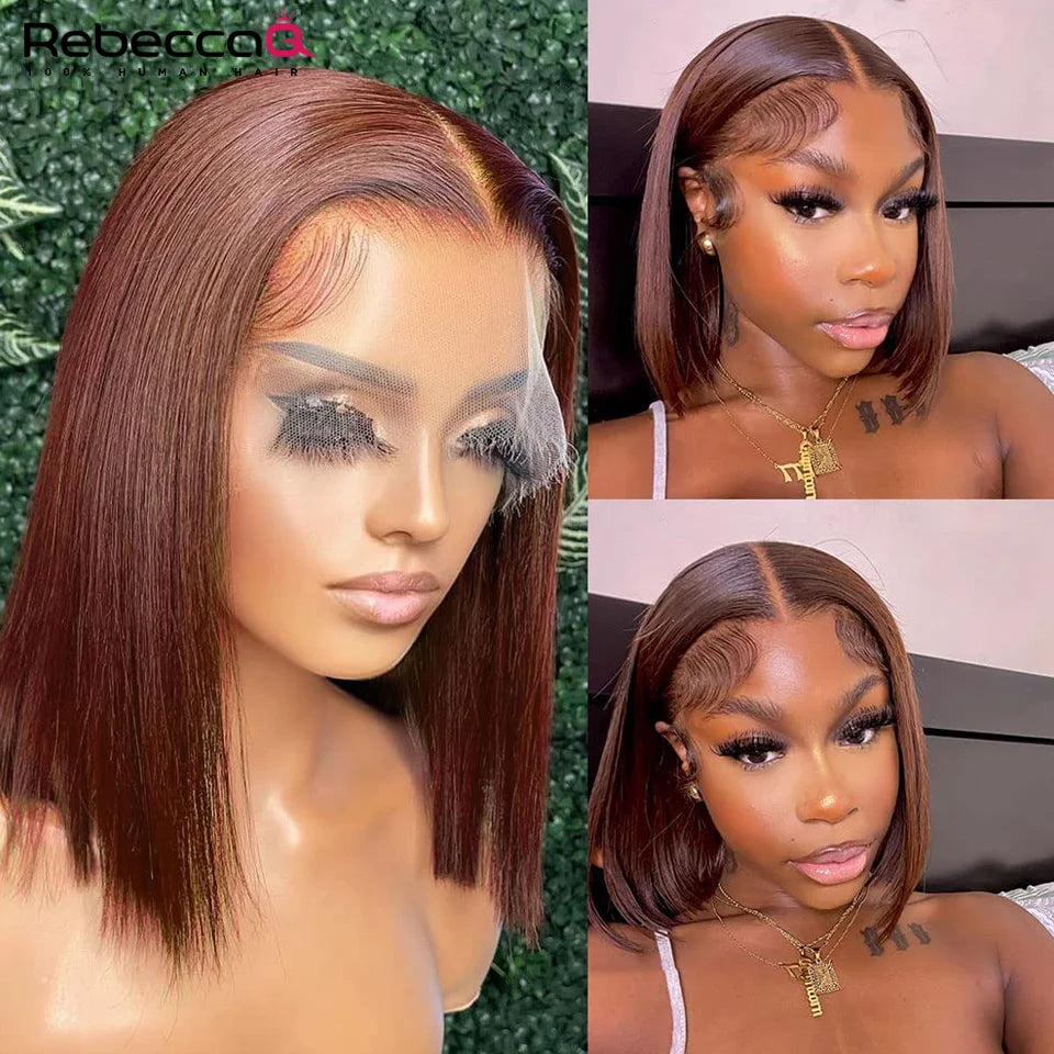 Highlight Straight Bob Wig 13X6X1 Lace Front Wigs For Women Ombre Blond Color Wigs Brazilian Remy Hair Short Bob Human Hair Wigs