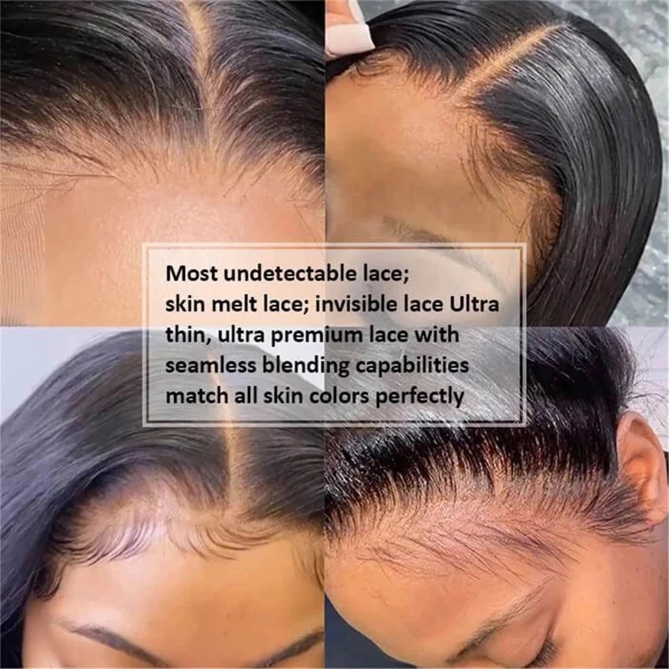 250 Density 30 40 Inch Bone Straight Lace Front Wigs Pre Plucked Brazilian Transparent 13x6 HD Lace Frontal Human Hair For Women