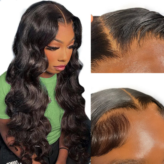 Brazilian Human Hair Body Wave Wig With Baby Hair Pre Plucked Bleached Knots Bling Hair Remy 13x6 Transparent Lace Frontal Wig