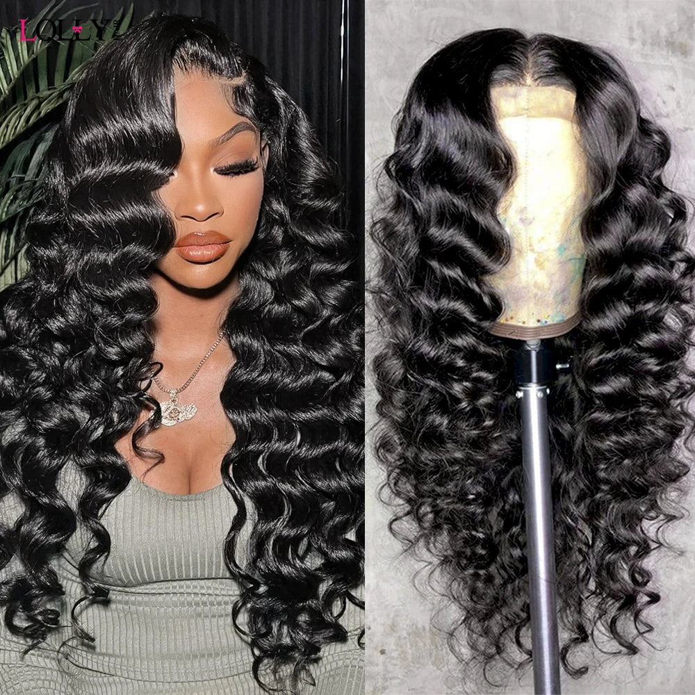 Glueless Wigs Human Hair 30in Loose Deep Wave Lace Frontal Wig 13x4  5x5 Lace Front Human Hair Wigs Deep Wave Frontal Wig