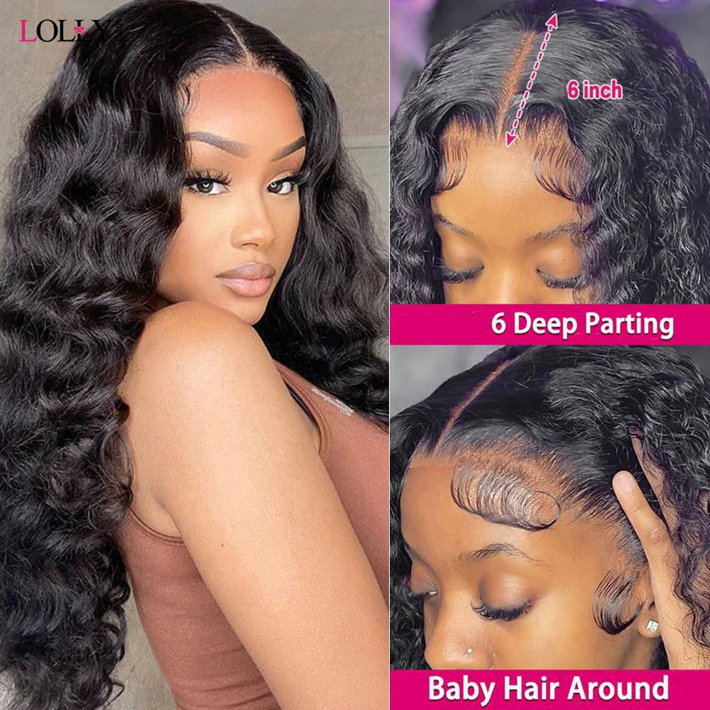 Glueless Wigs Human Hair 30in Loose Deep Wave Lace Frontal Wig 13x4  5x5 Lace Front Human Hair Wigs Deep Wave Frontal Wig
